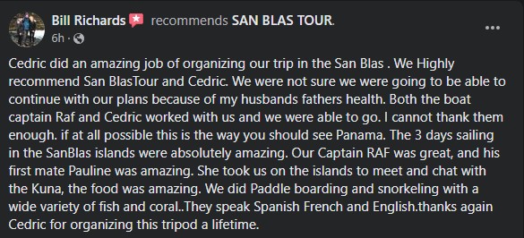 Review from Bill Richards Rafio Lagoon 57 San Blas